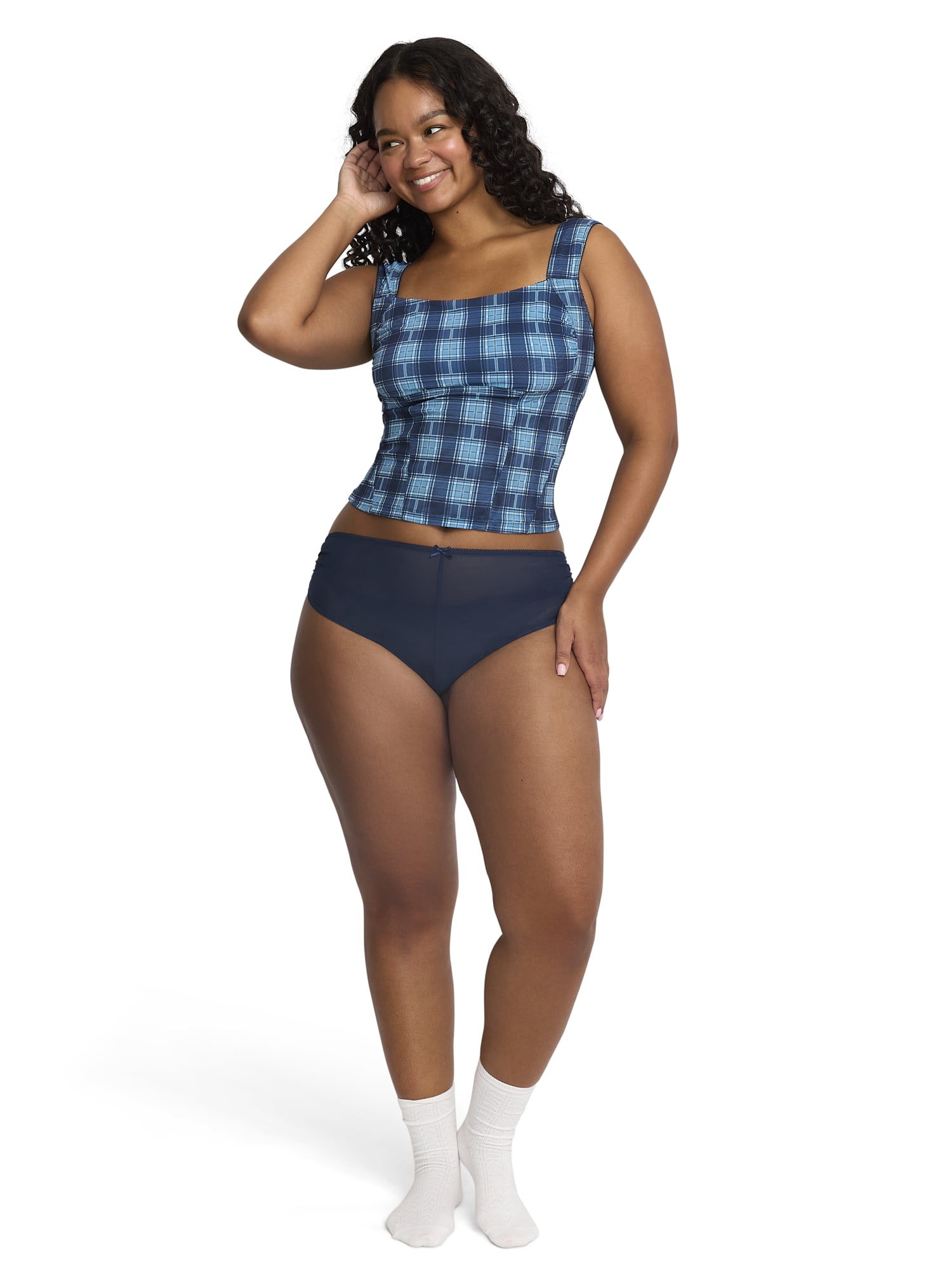 Mills by Millie Bobby Brown Women's Ruched Mesh Longline Bra, Sizes XS-XXXL