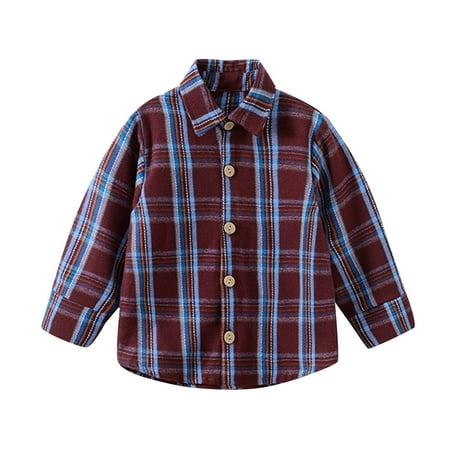 

LBECLEY Quick Dry Athletic Shirt Kids Toddler Flannel Jacket Plaid Long Sleeve Lapel Button Shacket Baby Boys Girls Shirt Top Coat Outwear Set Shirts Boy Purple 73