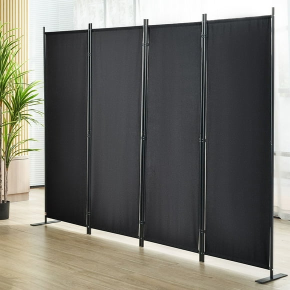 Room Divider 4-Panel Folding Privacy Screen Partition Temporary Wall Divider Freestanding Room Separator Fabric Office Partition for Office, Hospital, School 88.2"x11.8"x67.3"Home Black