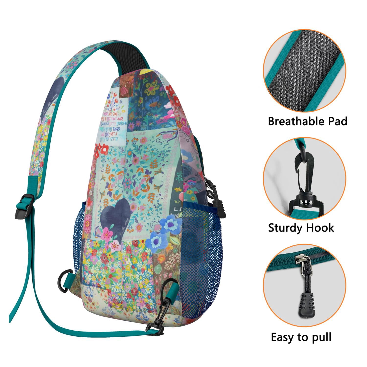 Vintage Fashion Crossbody Sling Bag Geometric Print Shoulder Backpack for Hiking Travel-Ready & Organized