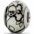 thumbnail image 1 of Sterling Silver Reflections Floral Skull & Bones White With Gltr Italian Glass (14.2 X 9.7) Made In Italy -Jewelry By Sweet Pea, 1 of 9