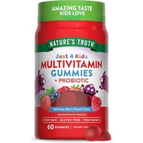 Kids Multivitamin Gummies with Probiotics | 60 Count | Vitamin C, D3 & Zinc | Berry Punch Flavor | by Nature's Truth