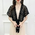 thumbnail image 2 of Municipal Sheer Shrug Tie Front Short Sleeve Lace Cropped Bolero Cardigan Floral Lace Shrug Top, 2 of 5