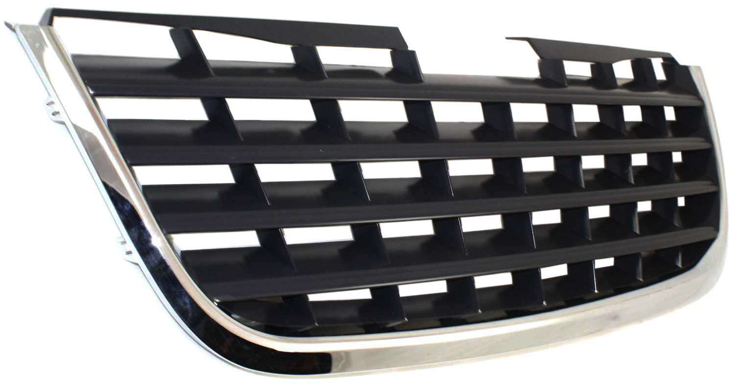 Grille Assembly Compatible With 2008-2010 Chrysler Town and Country Chrome Shell with Black Insert
