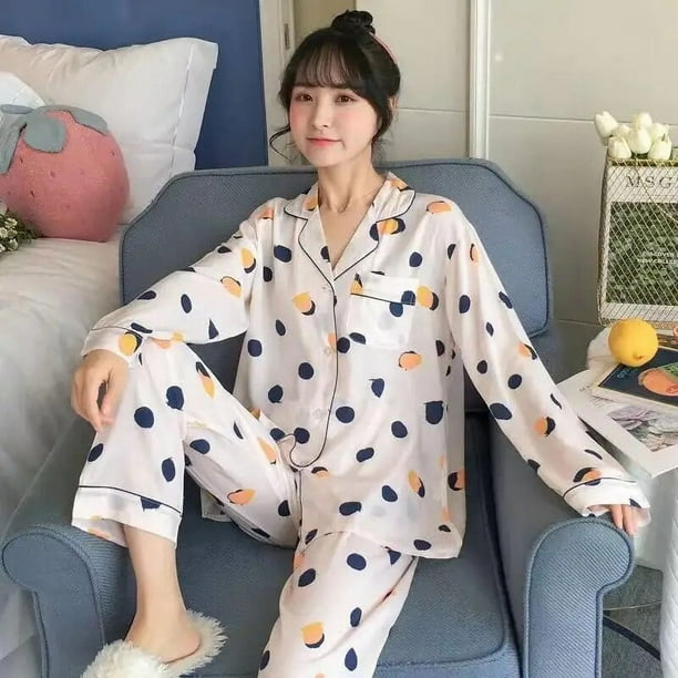 Conjuntos de pijamas a rayas para Mujer, ropa de dormir de punto de algodón para Mujer, Pijama de dibujos animados para Mujer, ropa de casa Pjs de 2 piezas