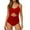 Red, variant on Women's Swimsuits Cutout High Waisted Bathing Suit Wrap Tie Back 1 Piece Swimsuit