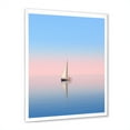 thumbnail image 2 of Designart "Blue And Pink Sailing Boat Calm Horizon I" Boat Sailing Picture Framed Canvas Prints, 2 of 5