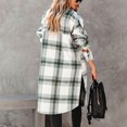 thumbnail image 5 of Herrnalise Womens Flannel Shacket Jacket Casual Plaid Wool Blend Button Down Long Sleeve Shirt Fall Clothes Outfits 2024 Green,M, 5 of 9