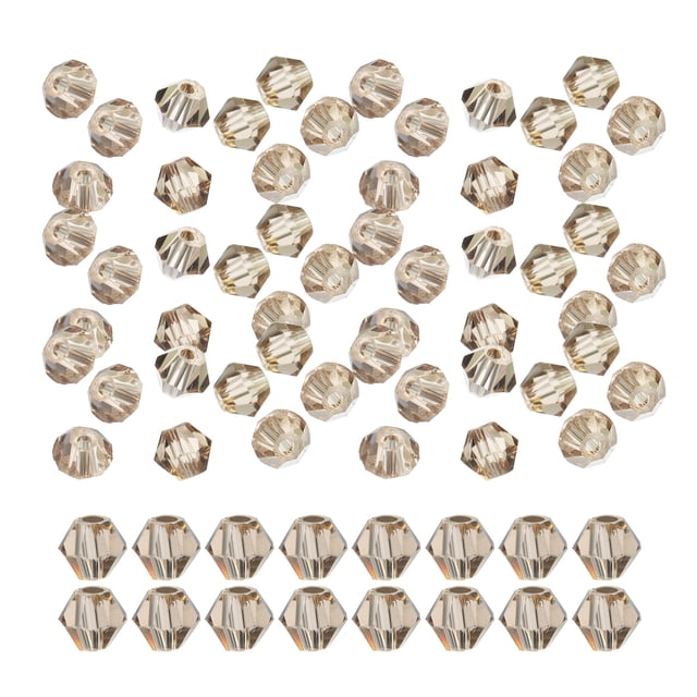 Uxcell 1600Pcs 4mm Bicone Glass Beads Small Faceted Grey