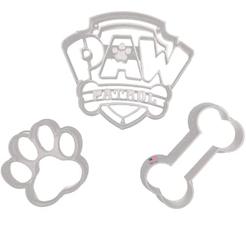 Inspirado en los cortadores de galletas de la patrulla canina. Paw Patrol - Placa de personajes de dibujos animados para niños, diseño de hueso de perro y pata de cac Heart's Treasure NA