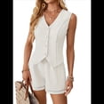 thumbnail image 2 of Conjuntos de 2 Piezas para Mujer: Chaleco, Pantalones Cortos, Pantalones Anchos, Conjuntos Casuales Elegantes. L, 2 of 10