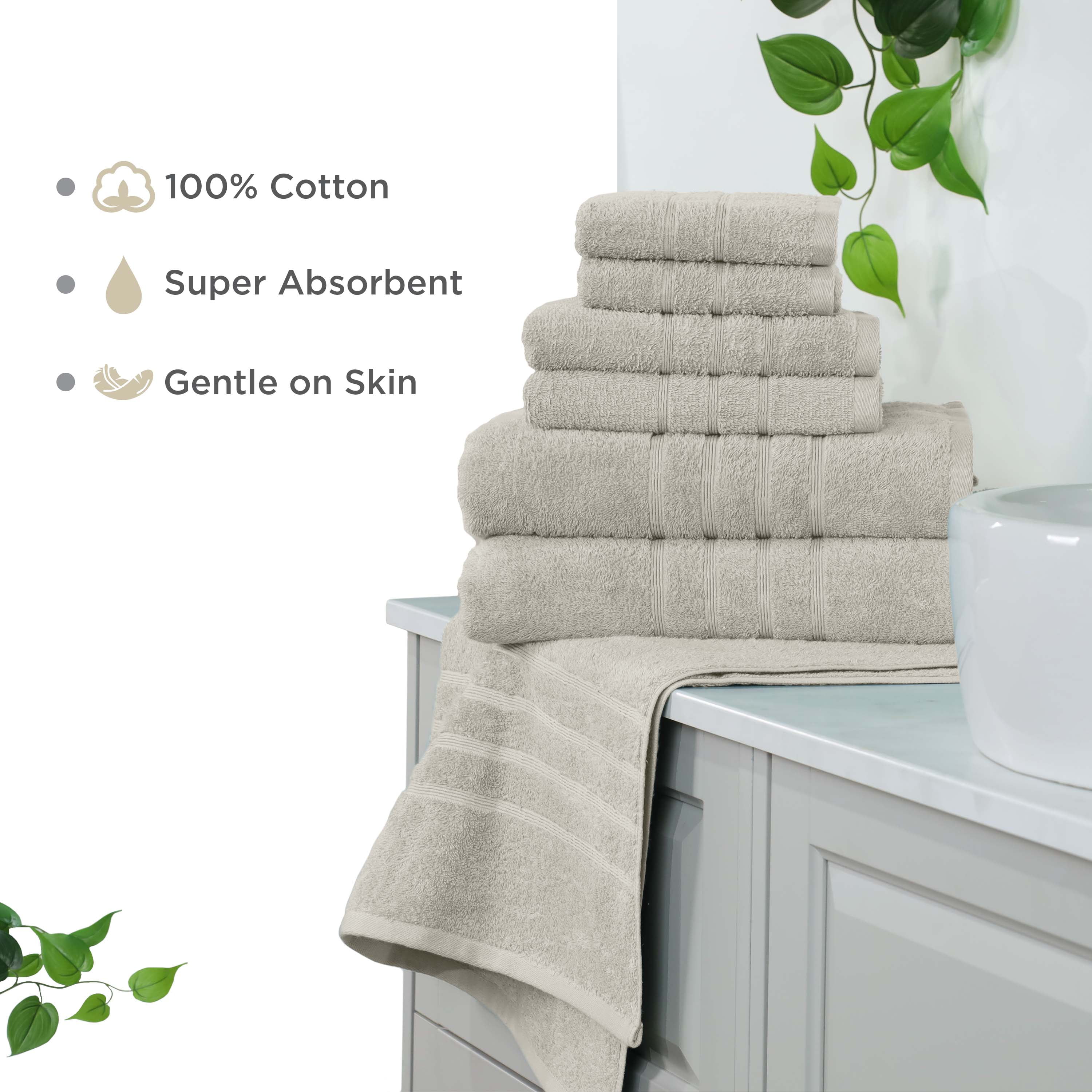 Martex 6-Piece Towel Set | 100% Cotton Soft & Absorbent Bath Towels | New Sand