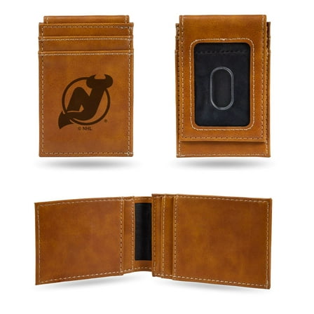 New Jersey NJ Hockey Devils Brown Money Clip Front Pocket Slim Wallet