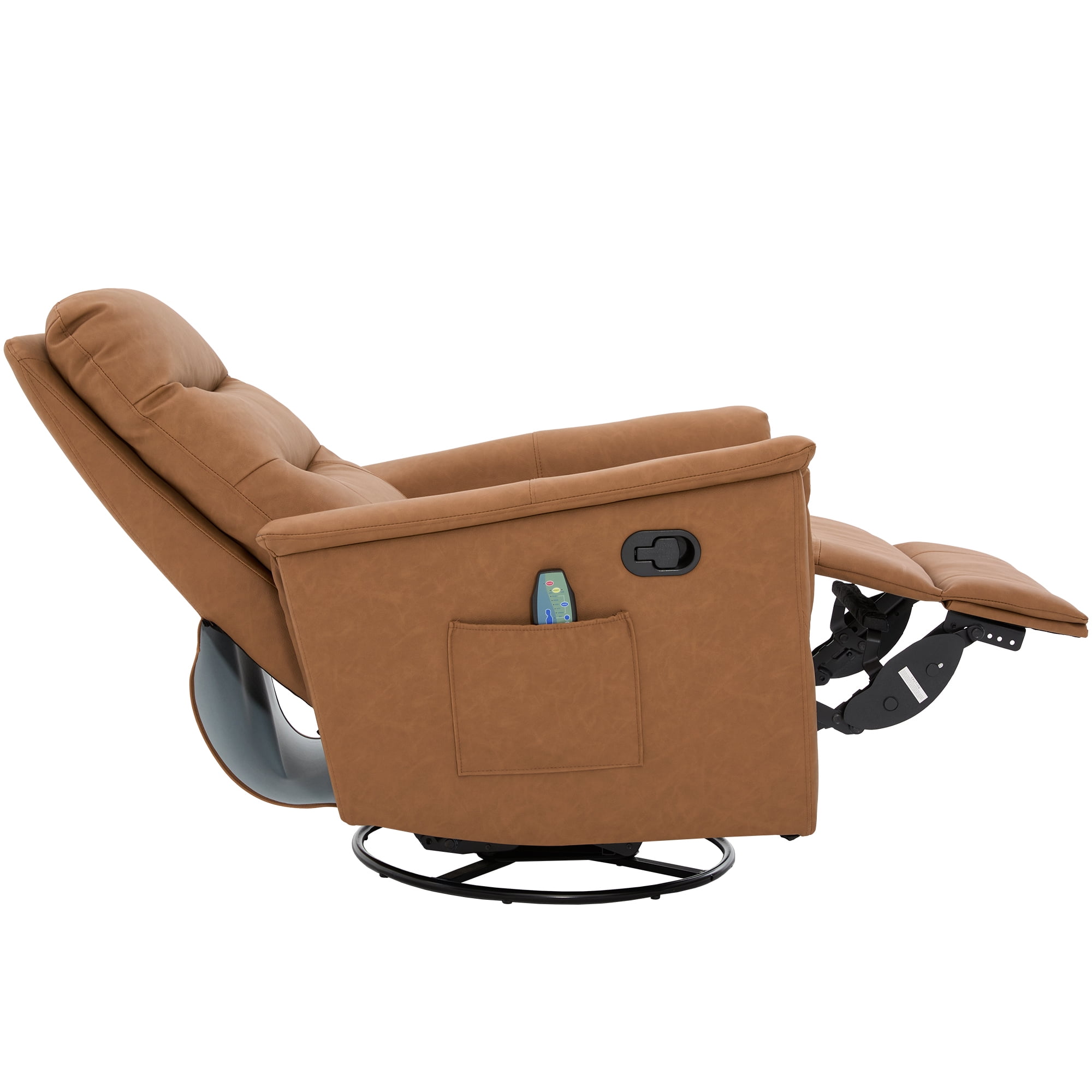 Euroco Manual Recliner Chair, 270° Swivel Rocker Chair with 8-Point Massage Function and Adjustable Backrest,Nursery Rocking Recliner for Living Room, Bedroom and Nursery, Brown