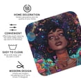 thumbnail image 3 of Yiaed Cosmic Garden Woman Portrait Print Leather Coasters for Drinks - Cup Coasters Coffee Table Kitchen Table Bar, Home & Office Gifts Handmade Drink Coasters-Square, 3 of 6