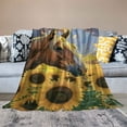 thumbnail image 2 of Shiartex  Red Horse Sunflower Throw Blanket Cozy Soft Warm Lightweight Flannel Blankets for Bed Sofa Couch White, 2 of 6