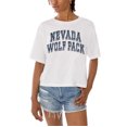 thumbnail image 2 of Women's Gameday Couture White Nevada Wolf Pack Claim To Fame Boxy Cropped T-Shirt, 2 of 5