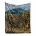 thumbnail image 1 of Zoo Soft Flannel Fleece Blanket, Giraffe Among Trees Prickly Plant Grazing Mountain Africa Safari Savanna, Cozy Plush for Indoor and Outdoor Use, 50" x 70", Pale Brown Green and Blue, by Ambesonne, 1 of 6