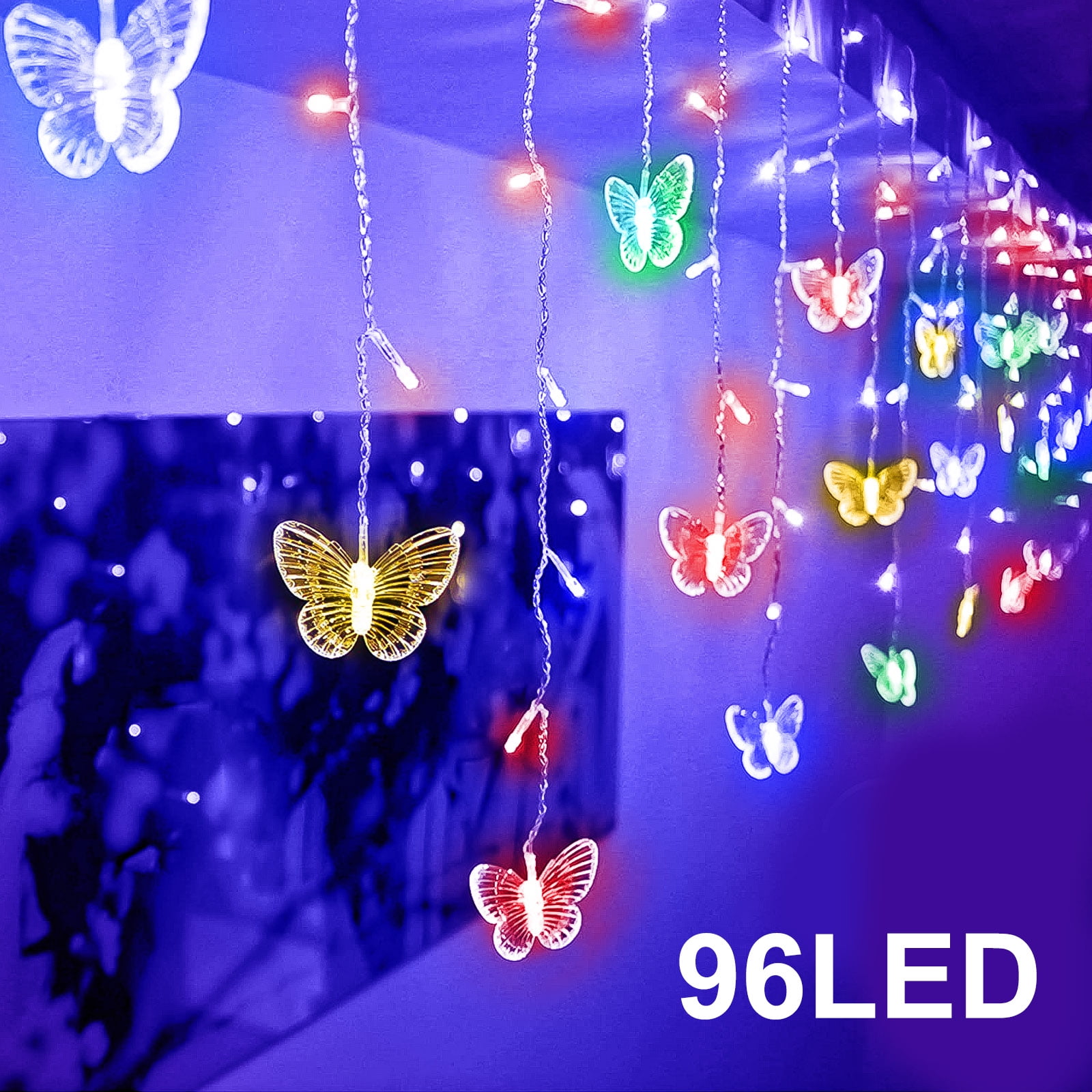Butterfly 96 LED String Curtain Lights Wedding Christmas Party Room Decor Lamp 