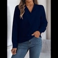 thumbnail image 4 of Blusa Plisada de Larga con Cuello en V para Mujer, Ideal para Oficina Azul XXL, 4 of 8