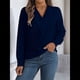 thumbnail image 4 of Blusa Plisada de Larga con Cuello en V para Mujer, Ideal para Oficina Azul L, 4 of 8
