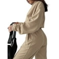 thumbnail image 3 of Womens 2 Piece Outfits Lounge Sets -Fleece Half Zip Pullover and Baggy Sweatpants with Pockets Khaki S, 3 of 10