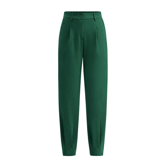 Pantalones PRETTYGARDEN 2025 de tiro alto tobilleros verde oscuro talla S