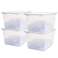 thumbnail image 1 of HOMZ 56-Quart Clear Stackable Plastic Storage Containers, White Lid, 4 Pack, 1 of 9