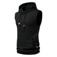 thumbnail image 2 of IROINNID Hooded Vest for Men Loose Solid Sweatshirt Sleeveless Pullover Tank Tops,Black, 2 of 9