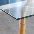 thumbnail image 3 of INO Design Modern Transparent Glass Top Rectangular Dining Table for 4 and 6 Person with Mid-Century Wooden Skin Frame Metal Leg for Coffee Table, Kitchen, Office, Home, 3 of 7