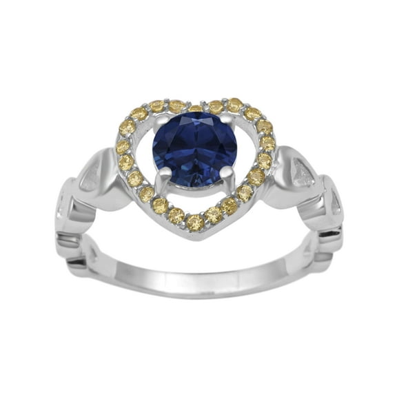 Mooneye 925 Sterling Silver 6mm Blue Sapphire Women Valentines Day Gifts Ring in Open Heart
