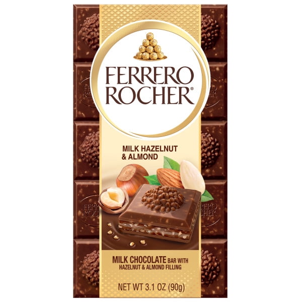 Ferrero Rocher Premium Chocolate Bar, Milk Chocolate Hazelnut & Almond, 3.1 oz