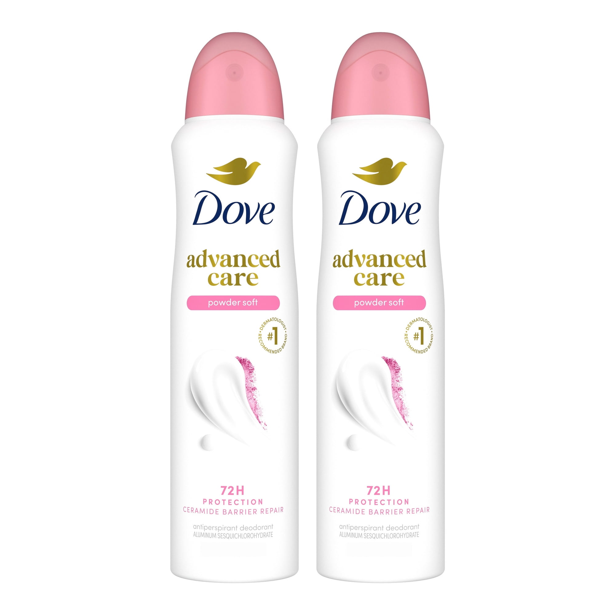 Dove Advanced Care Women's Antiperspirant Deodorant Spray Powder Soft, 72 hour antiperspirant deodorant for soft underarms with boosted ceramide levels, 3.8 oz Twin Pack
