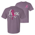 thumbnail image 1 of Wild Bobby, Hope Breast Cancer Ribbon, Breast Cancer Awareness, Front and Back Garment-Dyed Washed Look Short Sleeve Tees, Rosewood, X-Large, 1 of 1