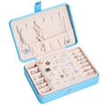 thumbnail image 1 of Wholesale Customizable Korean-Style Light Blue Leather Jewelry Organizer with Hook: Multi-Functional Storage Box for Earrings, Rings & Accessories, Durable with Button Design – Ideal for Weddings,, 1 of 6
