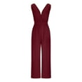 thumbnail image 4 of GSPCLAM Womens Solid Color Overalls Wide Leg V Neck Jumpsuits with Pockets for Work Fall Comfy Pants Wine XXL, 4 of 4