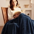 thumbnail image 3 of Exclusivo Mezcla Plush Fuzzy Large Fleece Throw Blanket (50" x 70", Navy Blue)- Soft, Warm and Lightweight, 3 of 7