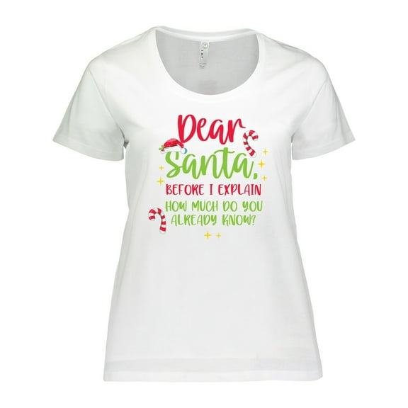 Inktastic Christmas Dear, Santa Before I Explain How Much Do You Know? Women's Plus Size T-Shirt