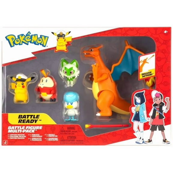 Pokemon Battle Figure Captain Pikachu, Fuecoco, Sprigatito, Quaxly & Charizard Mini Figure 5-Pack