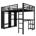 thumbnail image 5 of URTR Queen Loft Bed with Desk & Built-In Wardrobe, Metal Loft Beds Frame with Storage Shelves, Space Efficient Elevated Design for Small Apartment, Black, 5 of 9
