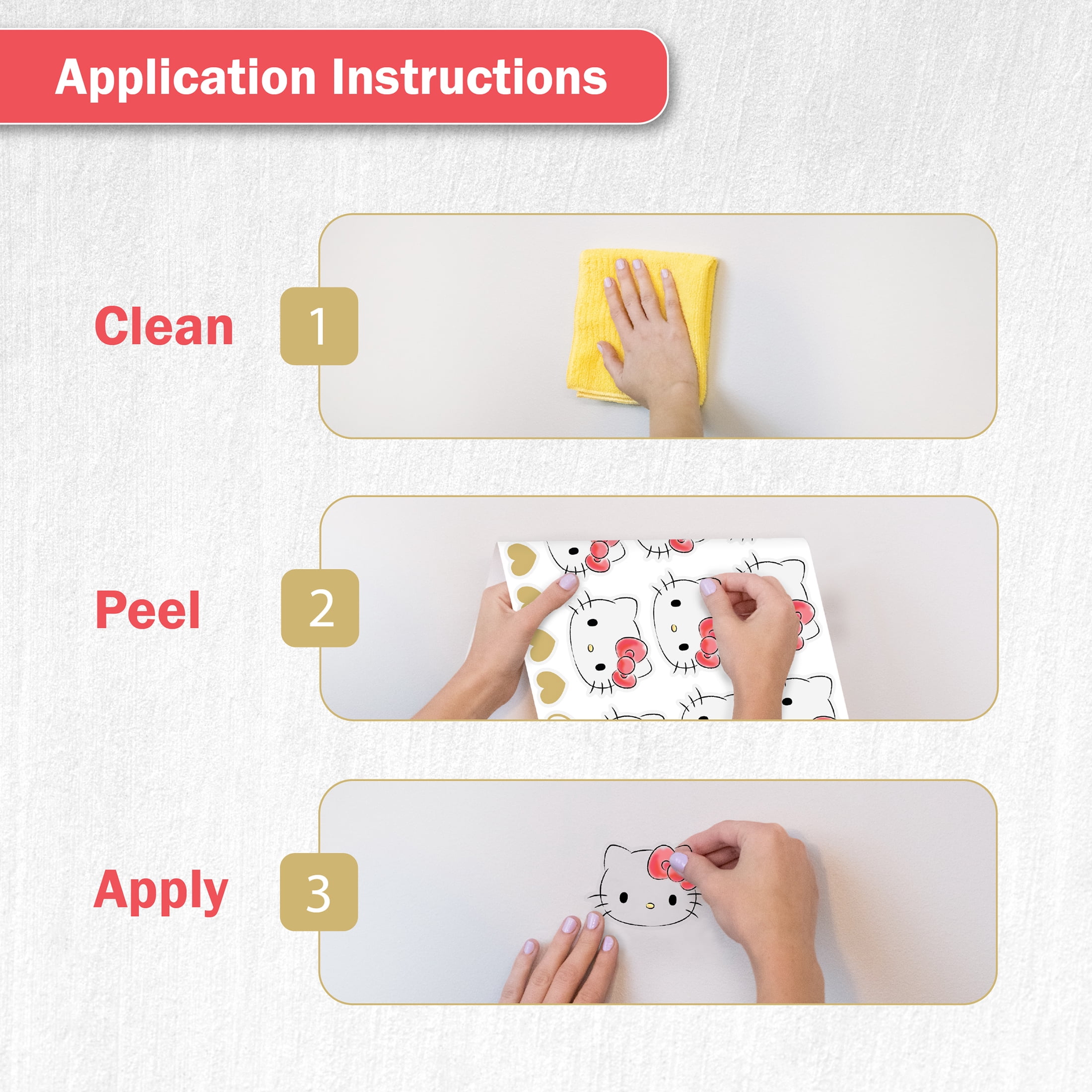 Wall Palz Hello Kitty Vinyl Wall Decals Peel and Stick Room Decorations