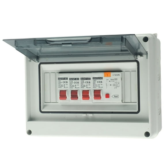 3 Way Garage Shed Camper Van Caravan Consumer Unit Fuse Box with RCD and 3 x MCB