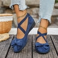 thumbnail image 2 of Women's Bowknot Suede Dress Ballet Flats Low Wedge Pointed Toe Slip On Loafers with Elastic Ankle Strap Casual Dress Shoes Red Size 6, 2 of 9