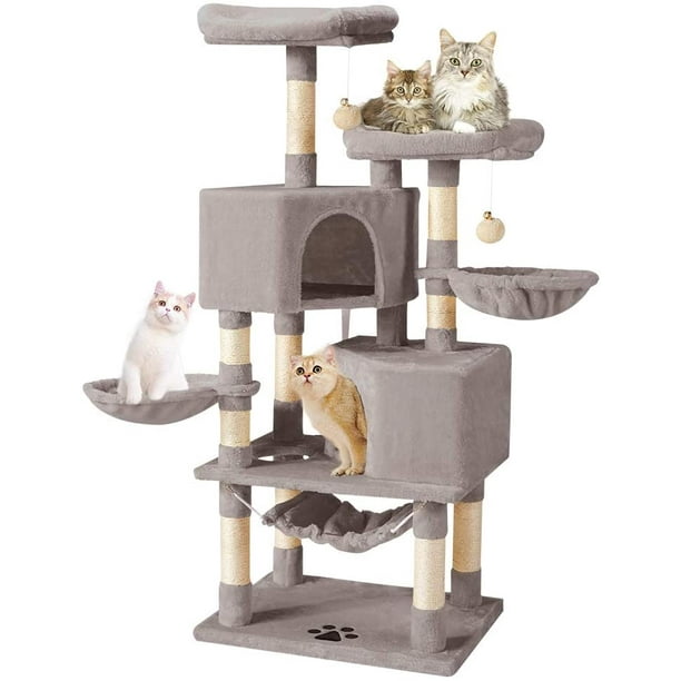 Erommy Multi Level Cat Tree Tower Condo With Cat Scratching Post Cozy Hammock Basket Hideaway House And Platforms Kitty Activity Center Kitten Play House Large Cat Tower Furniture Walmart Com Walmart Com