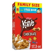 Kellogg's Krave, Breakfast Cereal, Chocolate, Filling Made with Real Chocolate, Family Size, 17.3oz Box