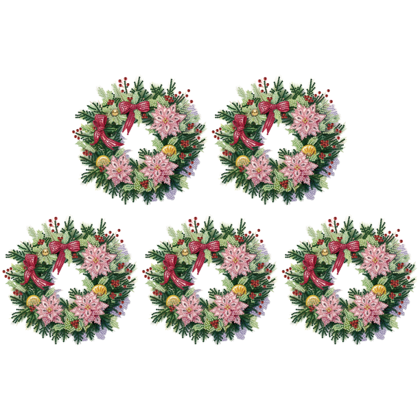 5 Uds 5D DIY Parcial Especial en Forma Taladro Corona Navidad 30x30cm