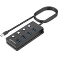 thumbnail image 1 of Hub USB Manhattan Negro 4 Puertos USB 3.2 SuperVelocidad 5 Gbps con Interruptores y Cable Integrado, 1 of 8