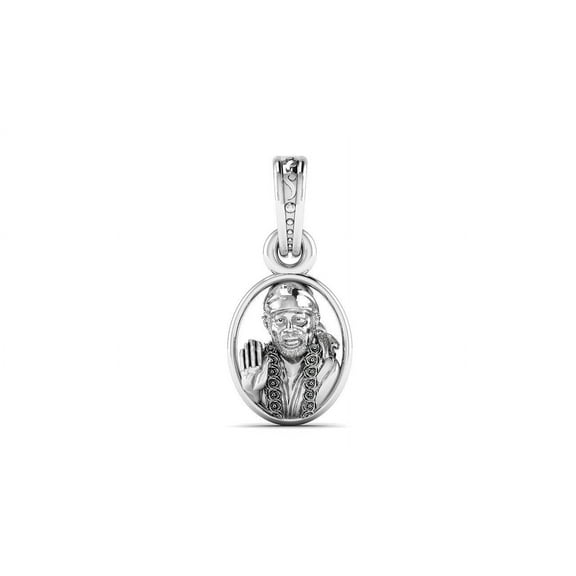 92.5 Sterling Silver God Shree Sai Baba Pendant for Men & Women Pure Sterling Silver Lord Sai Baba Locket For Good Wealth & Health INCLUDING Silver Chain
