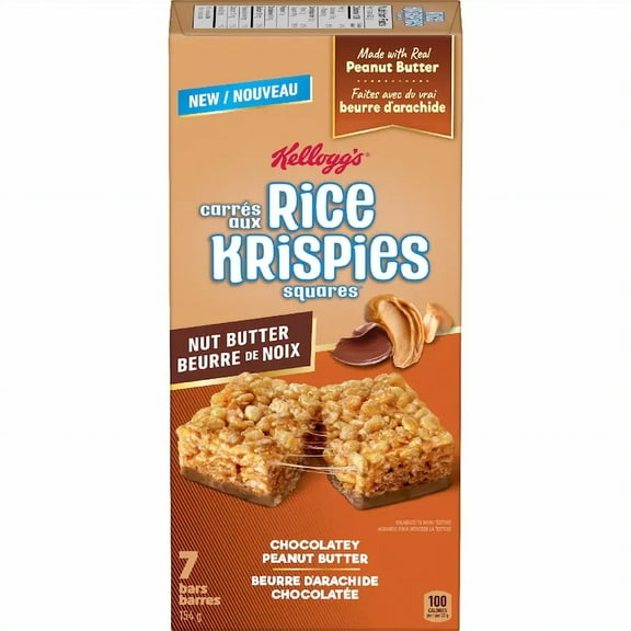 KELLOGG RICE KRISPIES TREATS SQUARES PEANUT BUTTER CHOCOLATE 140G