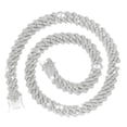 thumbnail image 1 of ULJ 14mm Prong Miami Cuban Link Chain Iced Out Necklace Silver Color Bling Rhinestones for Women Man Hip Hop Jewelry, 1 of 7